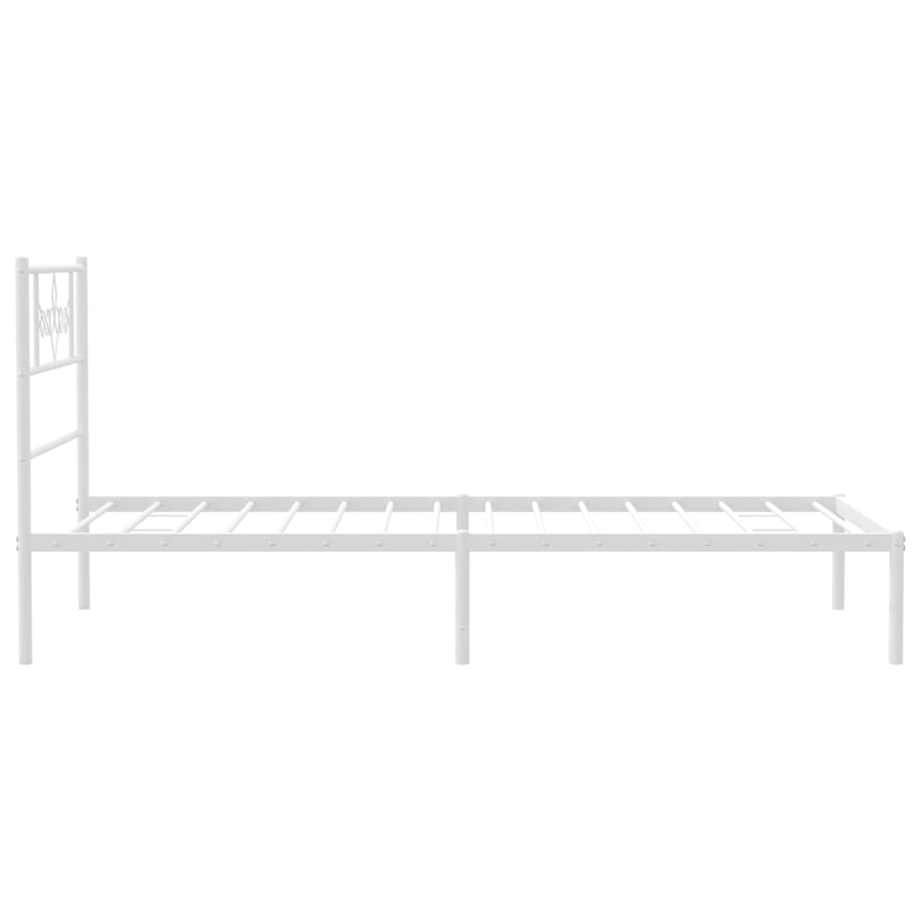 vidaXL Metal Bed Frame without Mattress with Headboard White 107x203 cm