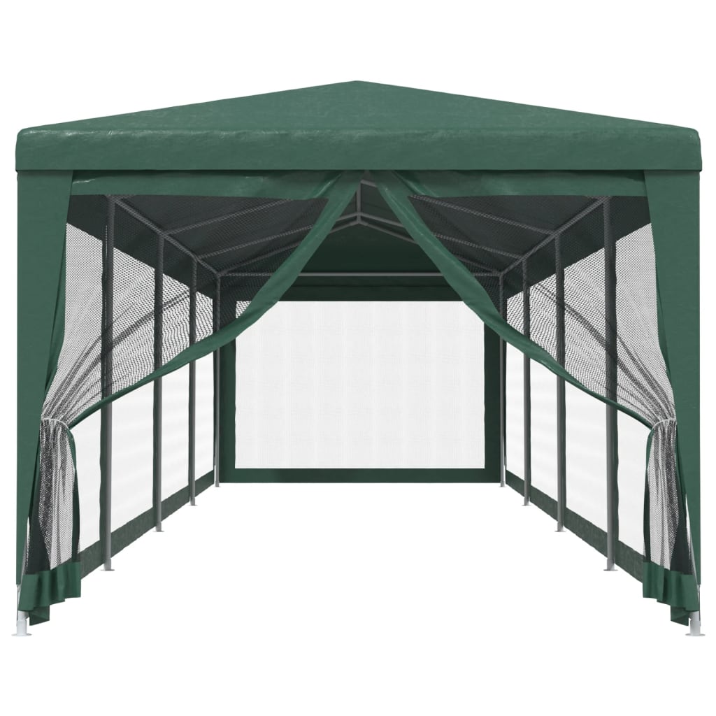 vidaXL Party Tent with 10 Mesh Sidewalls Green 3x12 m HDPE