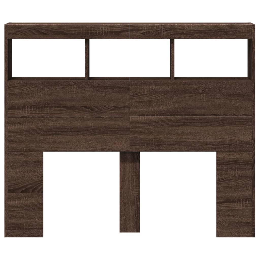 vidaXL Headboard Cabinet with LED Brown Oak 120x17x102 cm