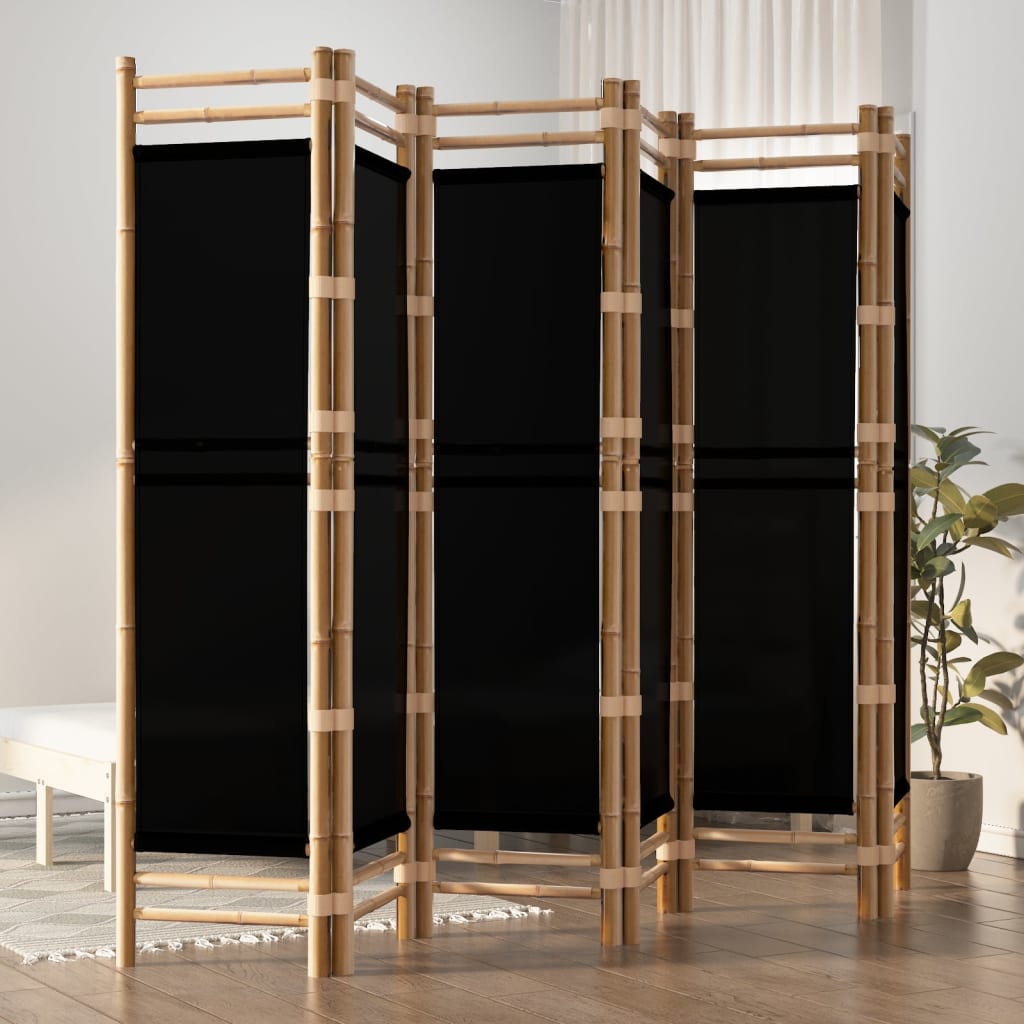 vidaXL Folding 6-Panel Room Divider 240 cm Bamboo and Canvas