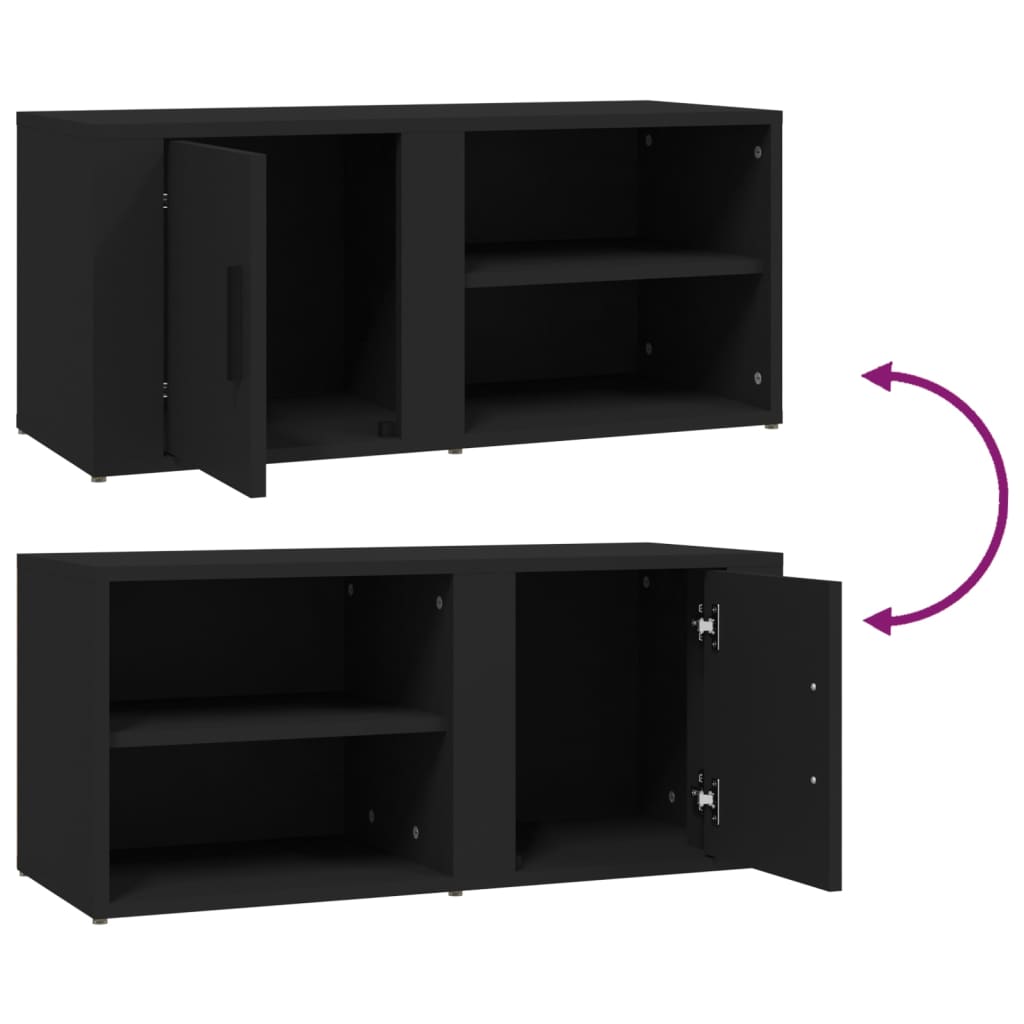 vidaXL TV Cabinets 2 pcs Black 80x31.5x36 cm Engineered Wood