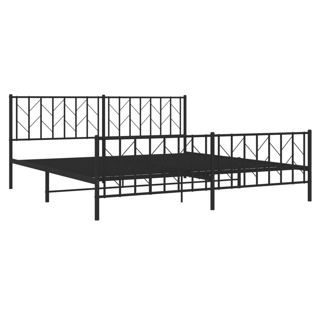 vidaXL Metal Bed Frame without Mattress with Footboard Black 193x203 cm