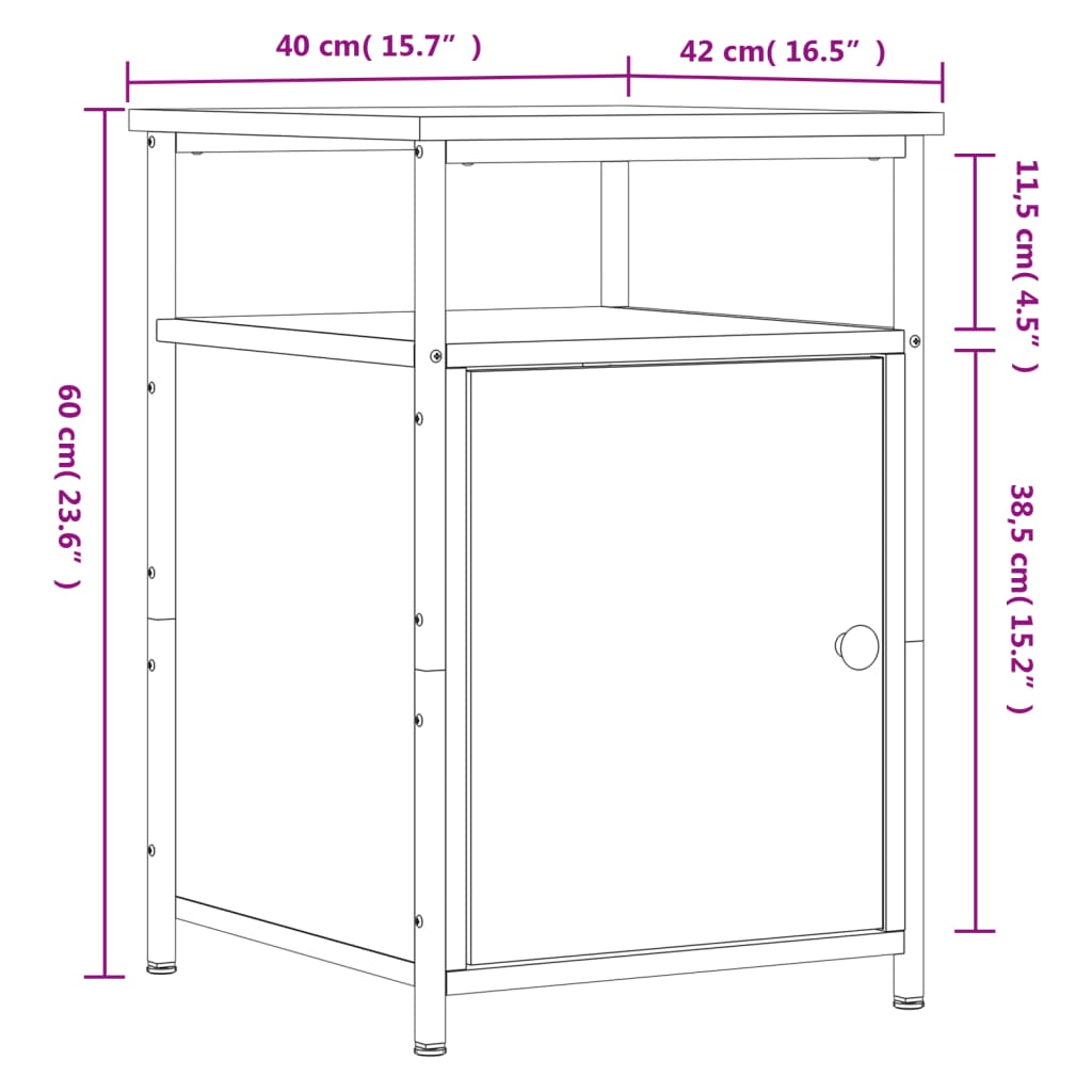 vidaXL Bedside Cabinets 2 pcs Grey Sonoma 40x42x60 cm Engineered Wood