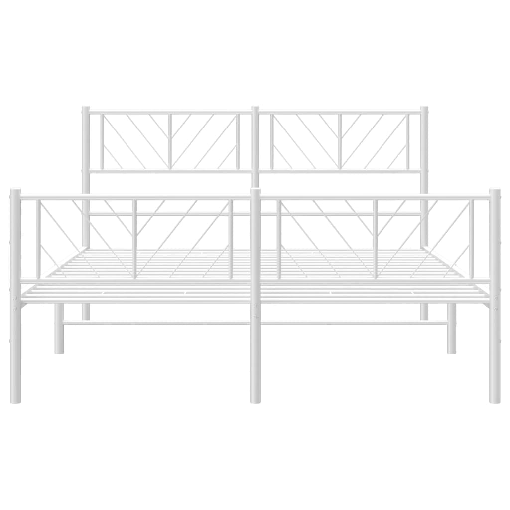 vidaXL Metal Bed Frame without Mattress with Footboard White 135x190 cm Double