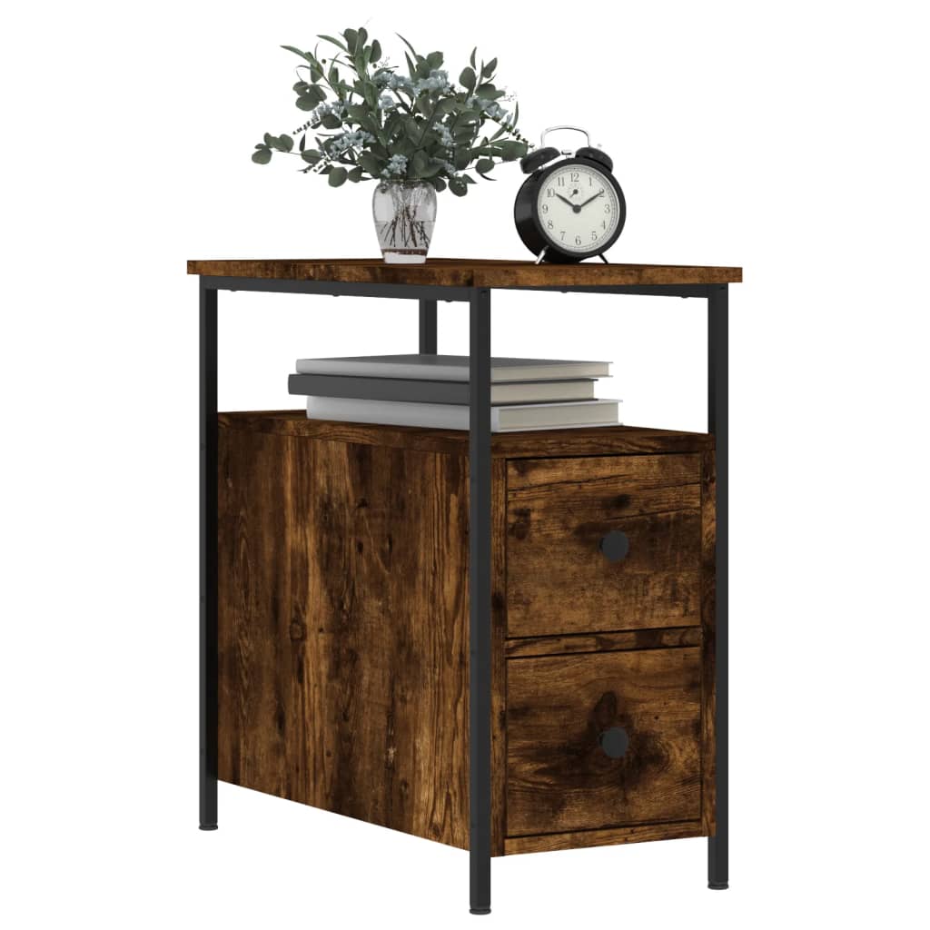 vidaXL Bedside Cabinets 2 pcs Smoked Oak 30x60x60 cm Engineered Wood