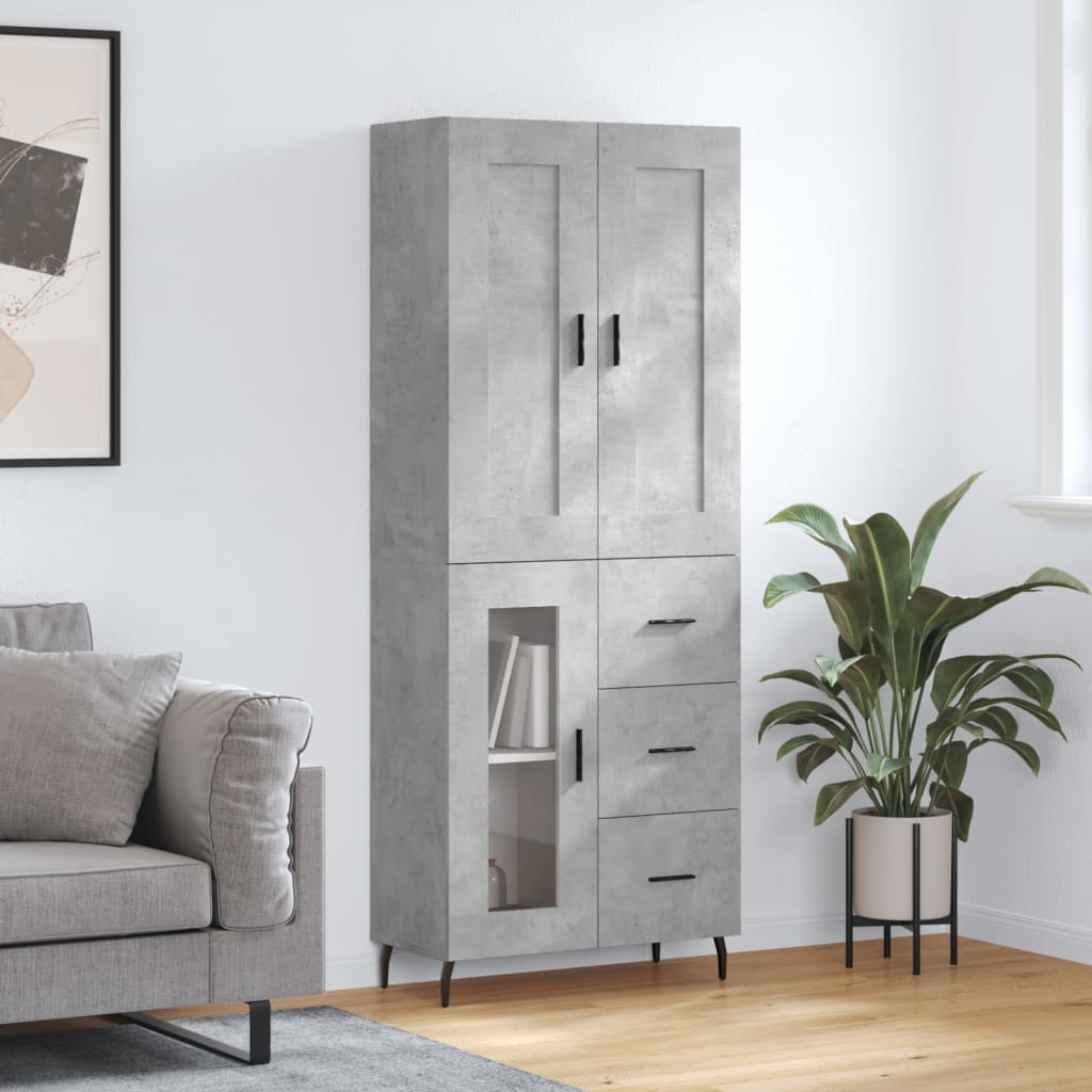 vidaXL Highboard Concrete Grey 69.5x34x180 cm Engineered Wood