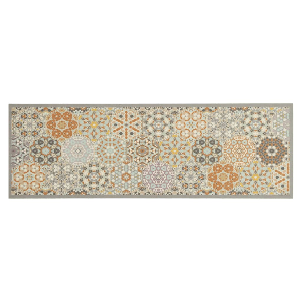 vidaXL Kitchen Rug Washable Hexagon Pastel 60x180 cm Velvet