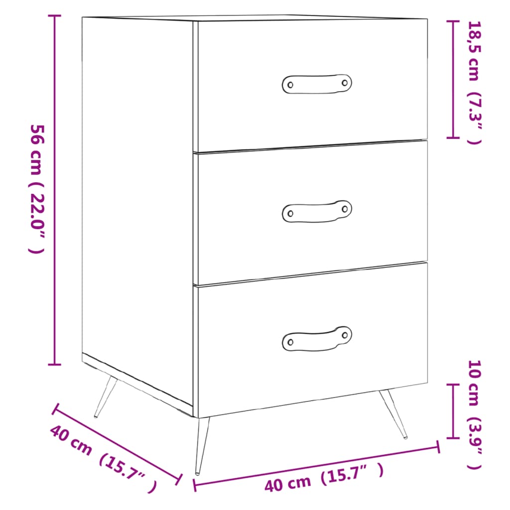 vidaXL Bedside Cabinet Sonoma Oak 40x40x66 cm Engineered Wood