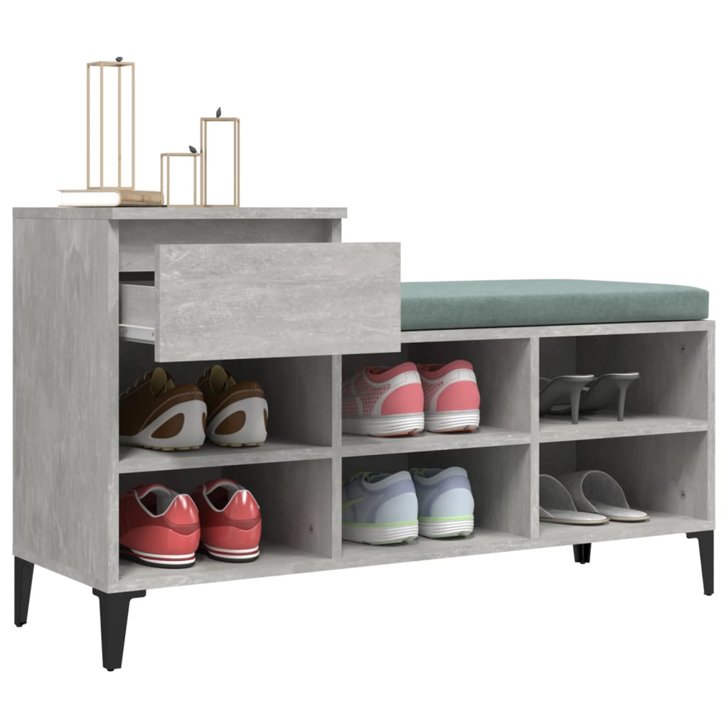 vidaXL Shoe Cabinet Concrete Grey 102x36x60 cm Engineered Wood