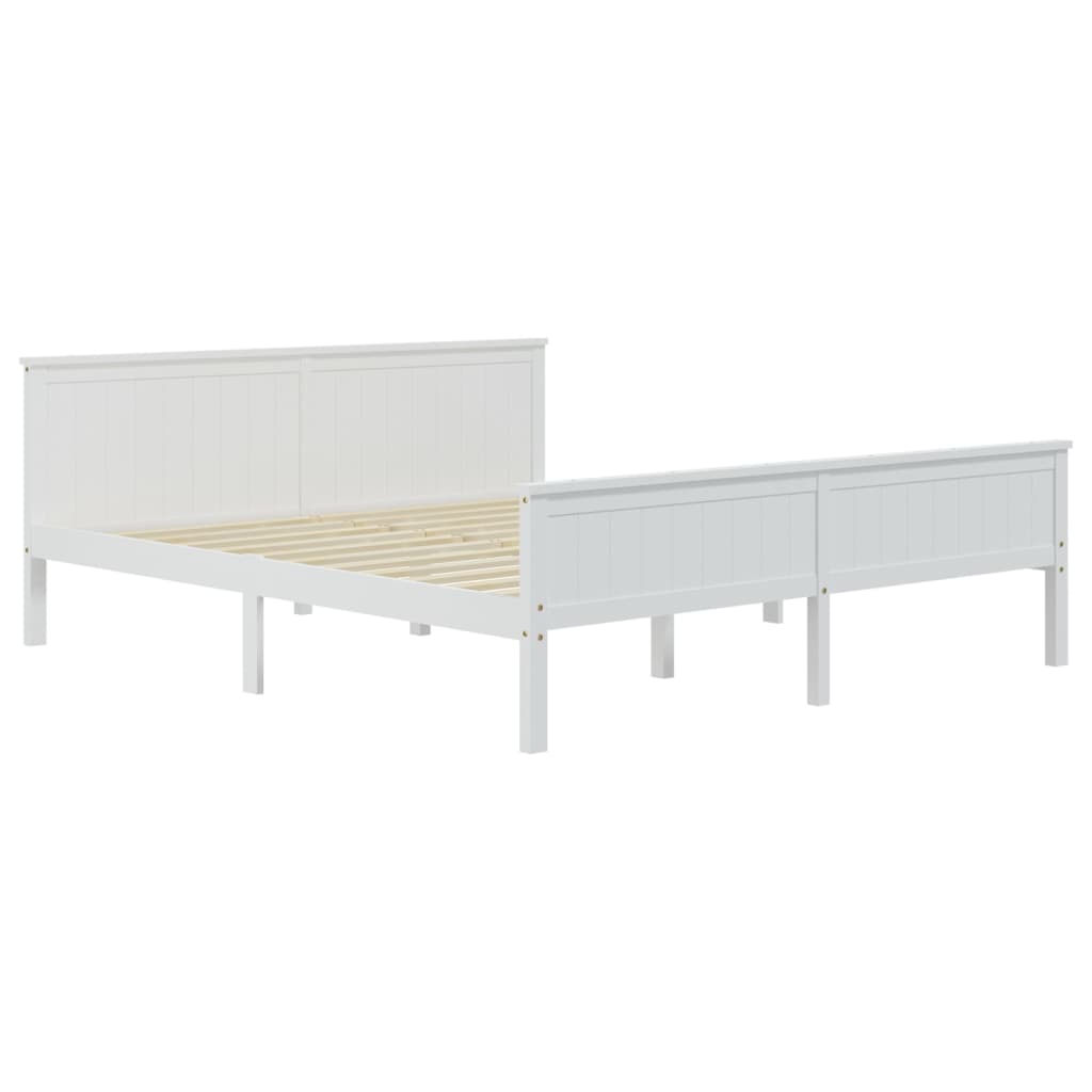 vidaXL Bed Frame White Solid Wood Pine 180x200 cm Super King