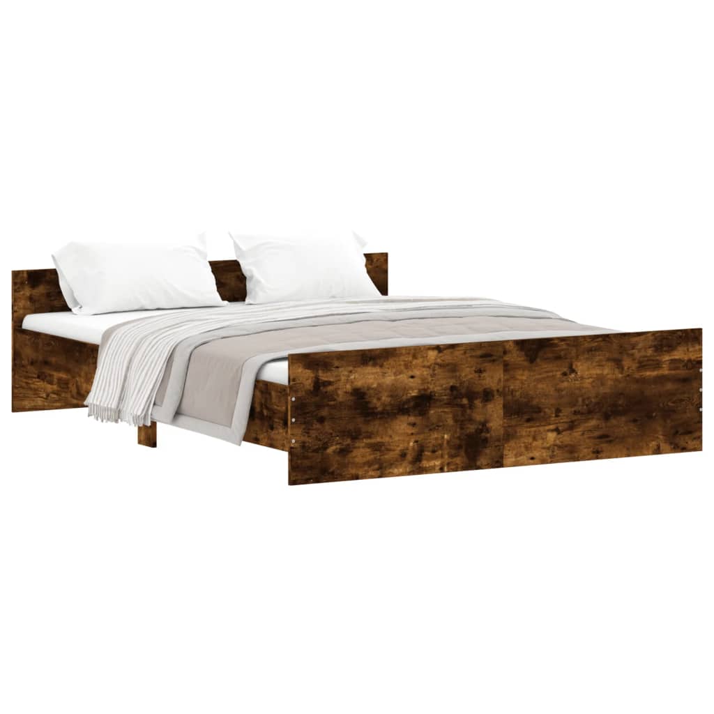 vidaXL Bed Frame without Mattress Smoked Oak 150x200 cm King Size