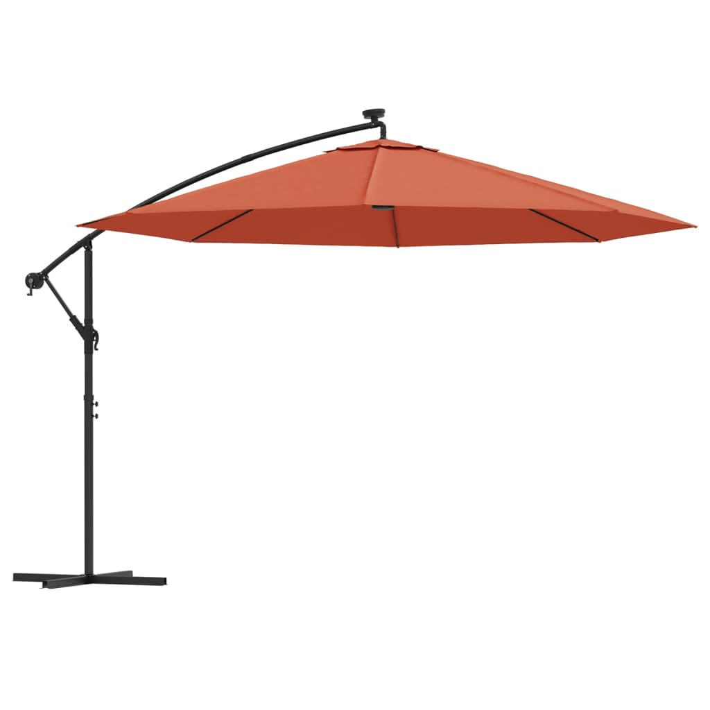 vidaXL Cantilever Garden Parasol with LED Lights Terracotta 350 cm