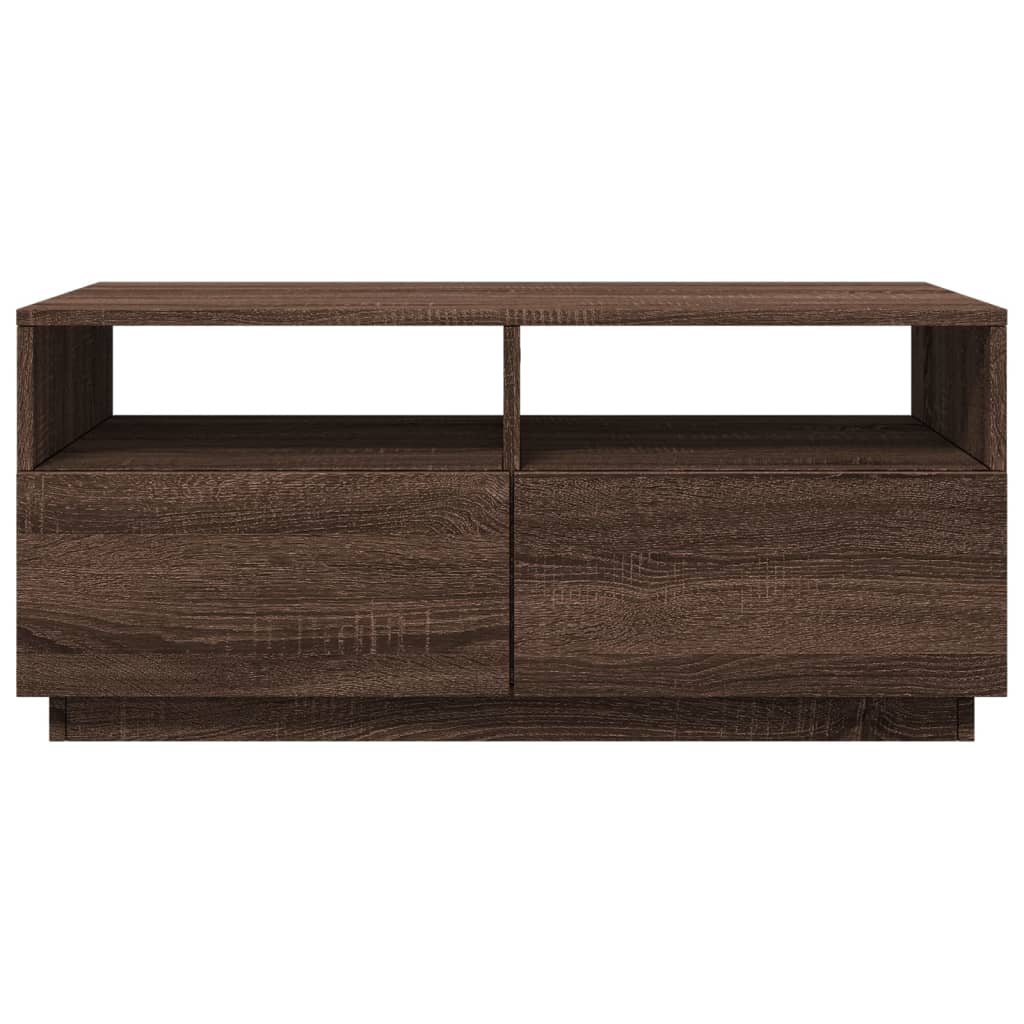 vidaXL Coffee Table with LED Lights Brown Oak 90x49x40 cm