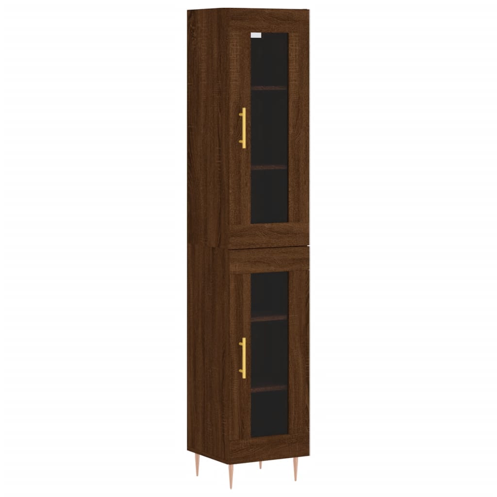 vidaXL Highboard Brown Oak 34.5x34x180 cm Engineered Wood