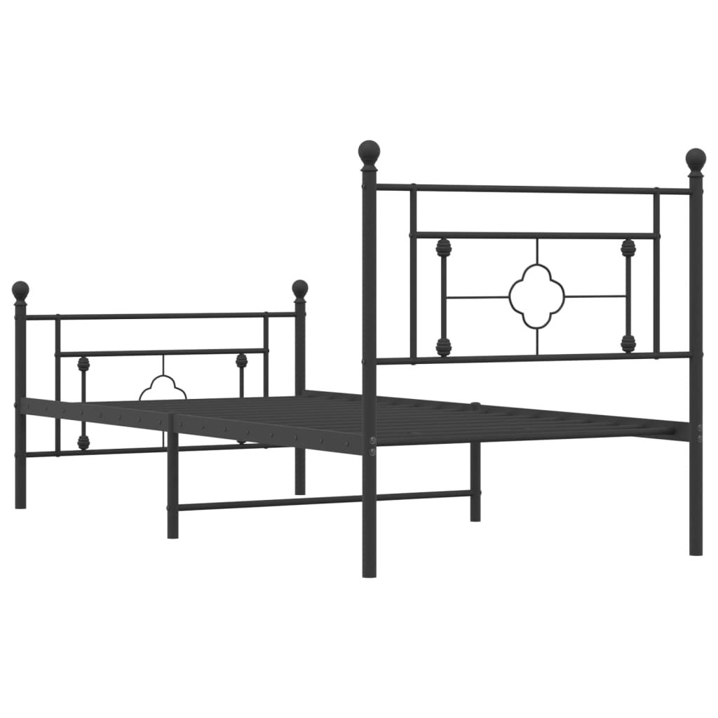 vidaXL Metal Bed Frame without Mattress with Footboard Black 90x200 cm