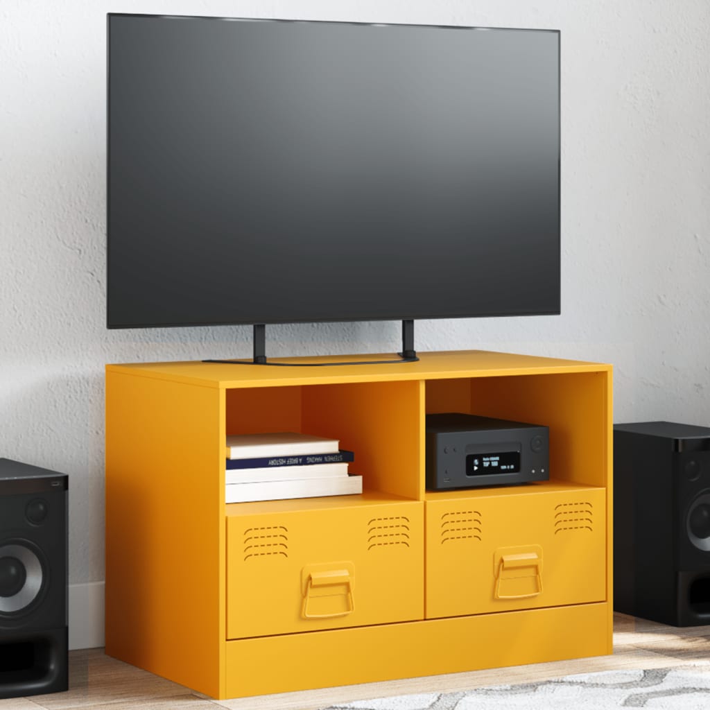 vidaXL TV Cabinet Mustard Yellow 67x39x44 cm Steel