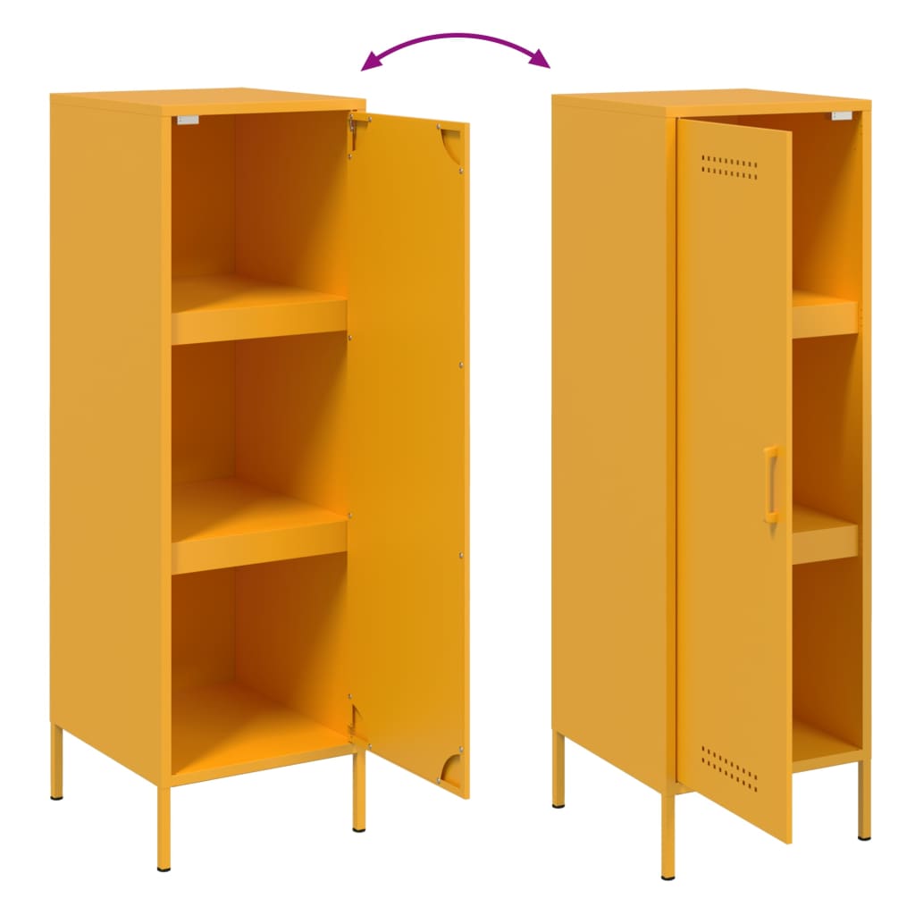 vidaXL Highboard Mustard Yellow 36x39x113 cm Steel