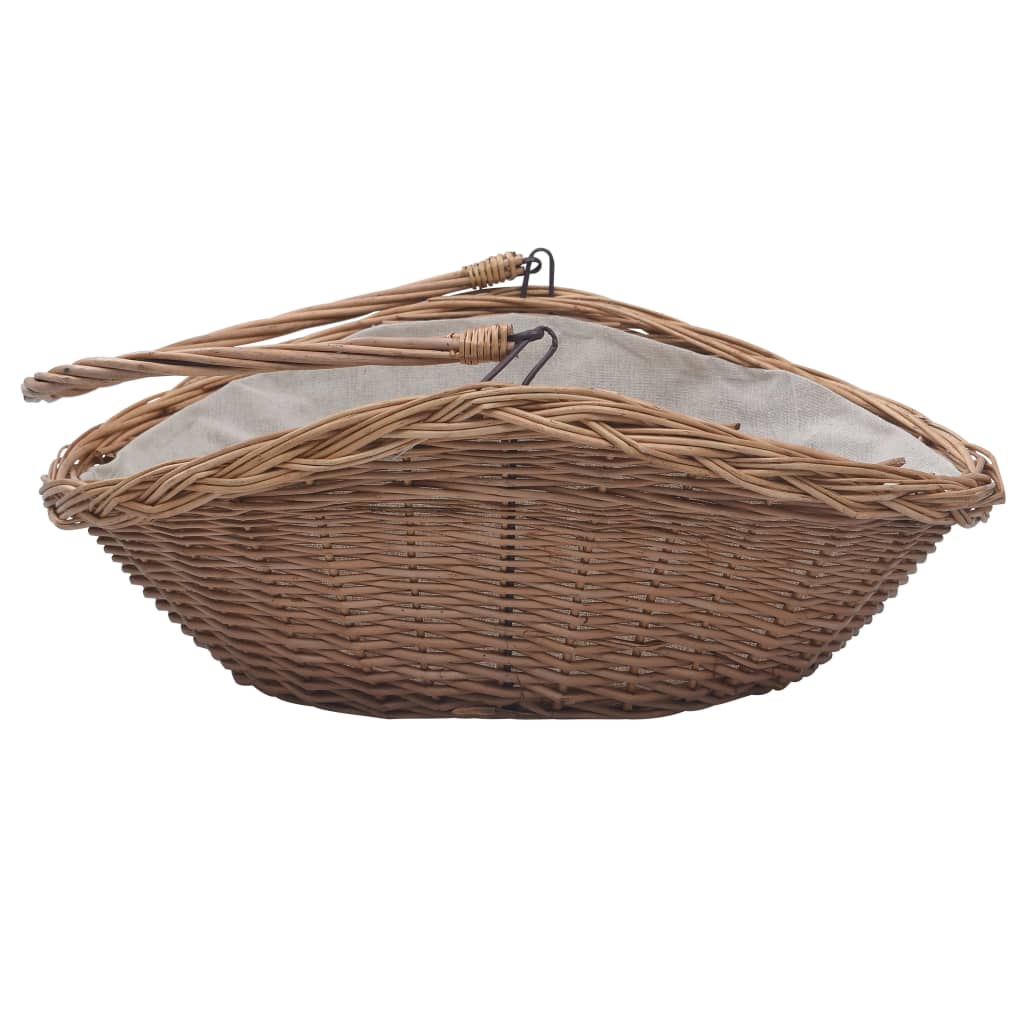 vidaXL Firewood Basket with Handle 57x46.5x52 cm Brown Willow