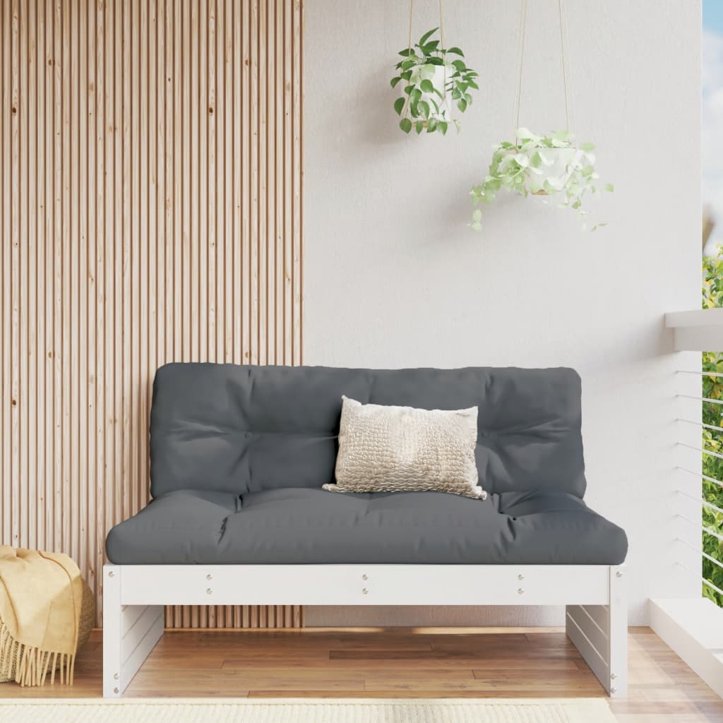 vidaXL Garden Middle Sofa White 120x80 cm Solid Wood Pine