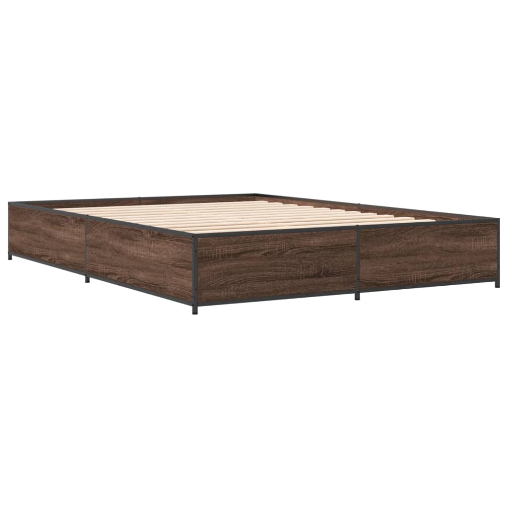 vidaXL Bed Frame without Mattress Brown Oak 150x200 cm King Size