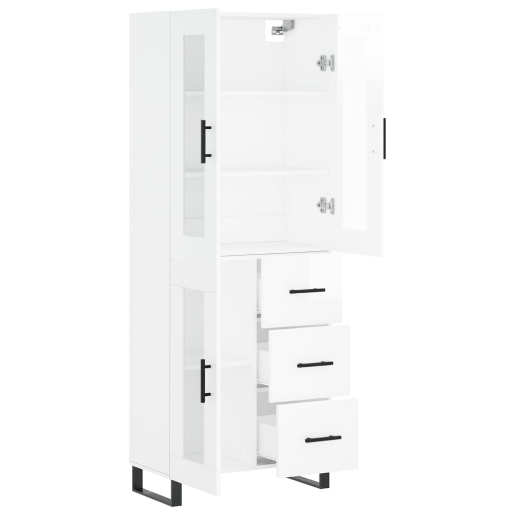 vidaXL Highboard High Gloss White 69.5x34x180 cm Engineered Wood