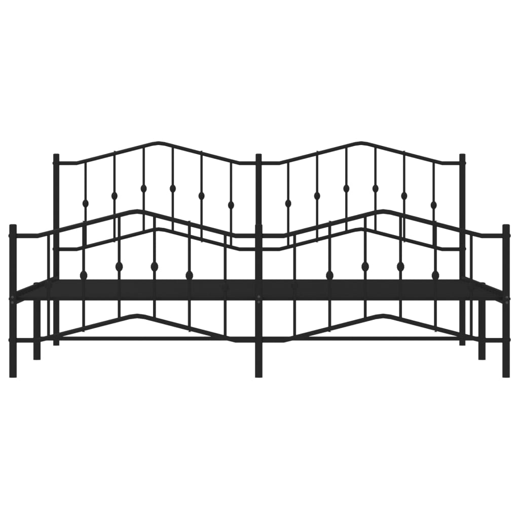 vidaXL Metal Bed Frame without Mattress with Footboard Black 193x203 cm