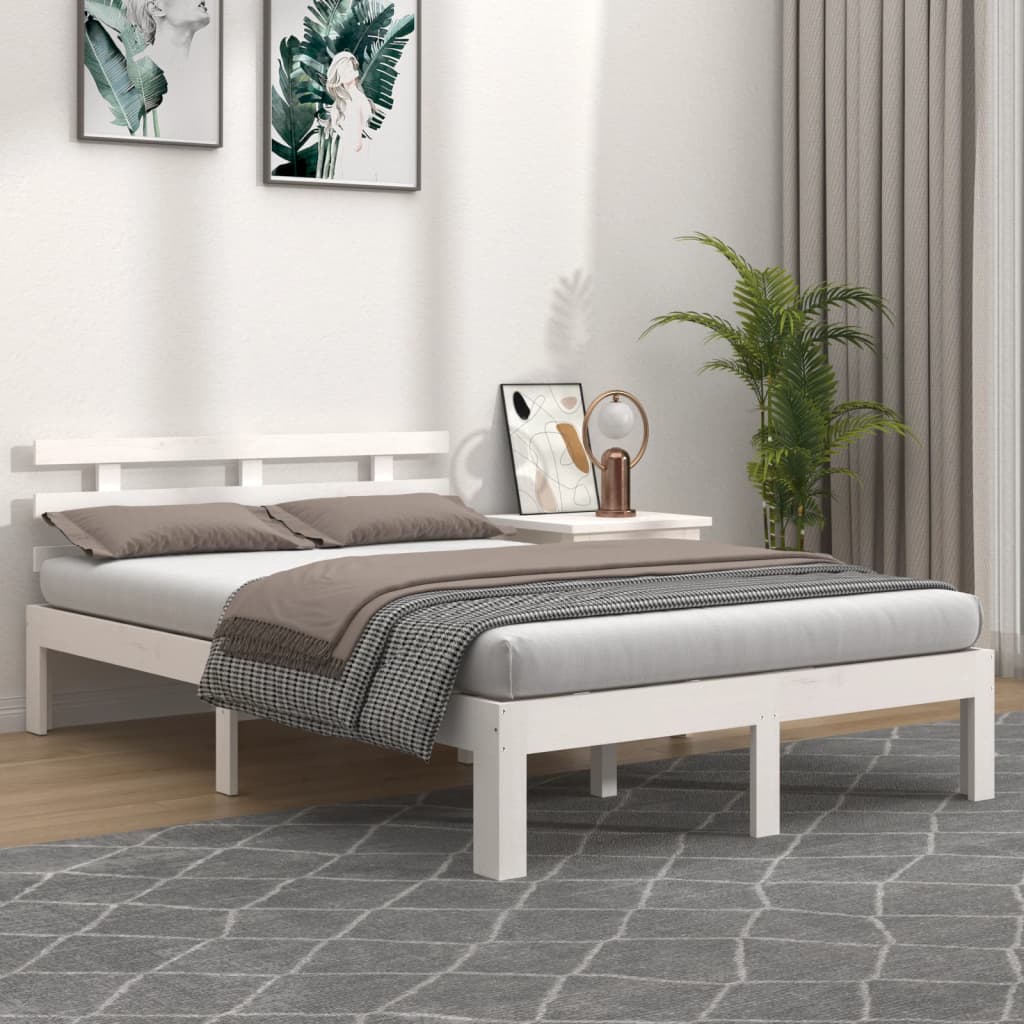 vidaXL Bed Frame without Mattress White 140x190 cm