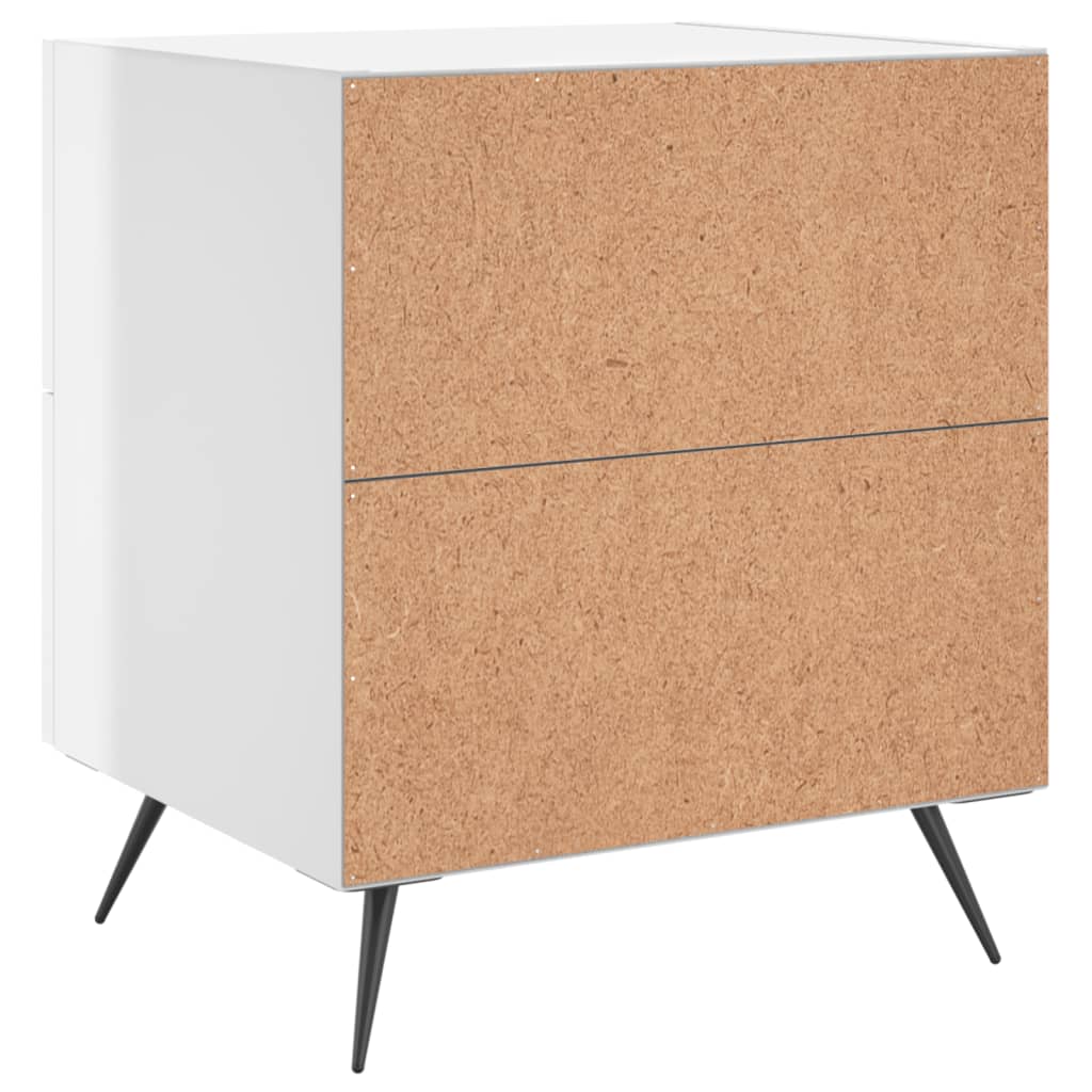 vidaXL Bedside Cabinets 2 pcs High Gloss White 40x35x47.5 cm Engineered Wood