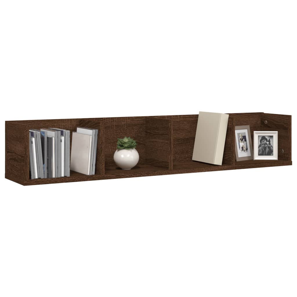 vidaXL CD Wall Shelf Brown Oak 100x18x18 cm Engineered Wood