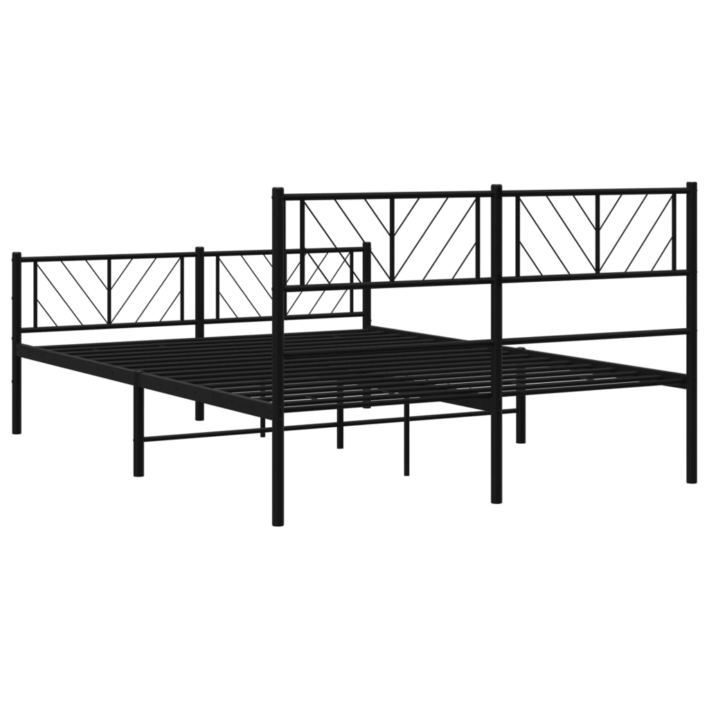 vidaXL Metal Bed Frame without Mattress with Footboard Black 135x190 cm Double