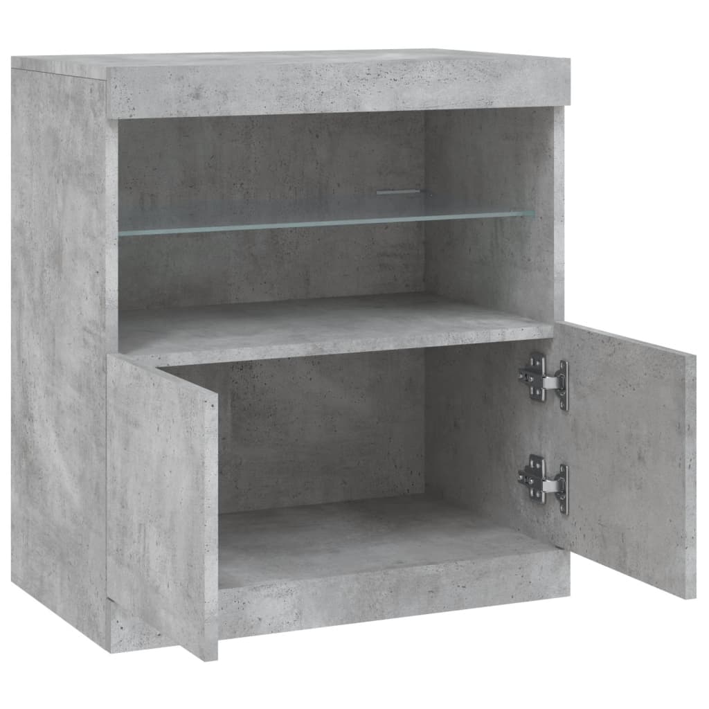 vidaXL Sideboard with LED Lights Concrete Grey 60x37x67 cm