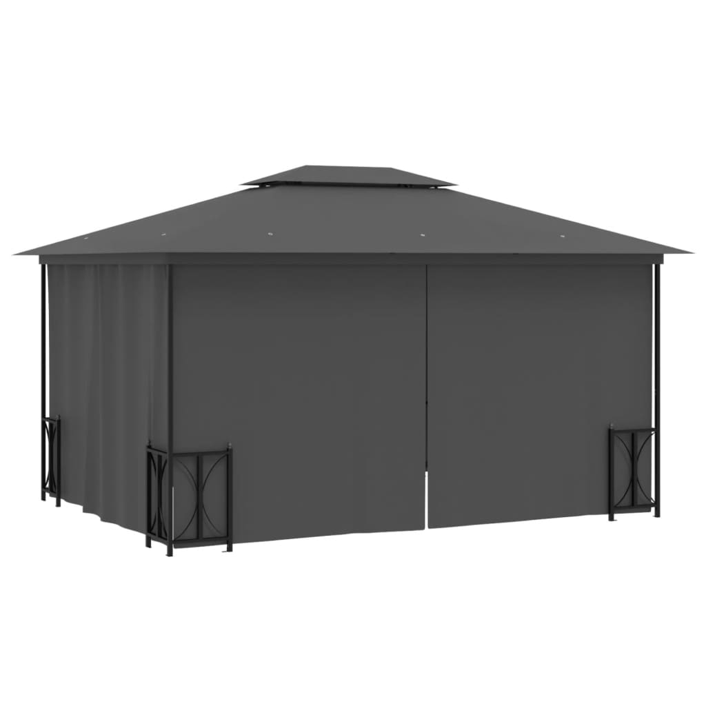 vidaXL Gazebo with Sidewalls&Double Roofs 3x4 m Anthracite