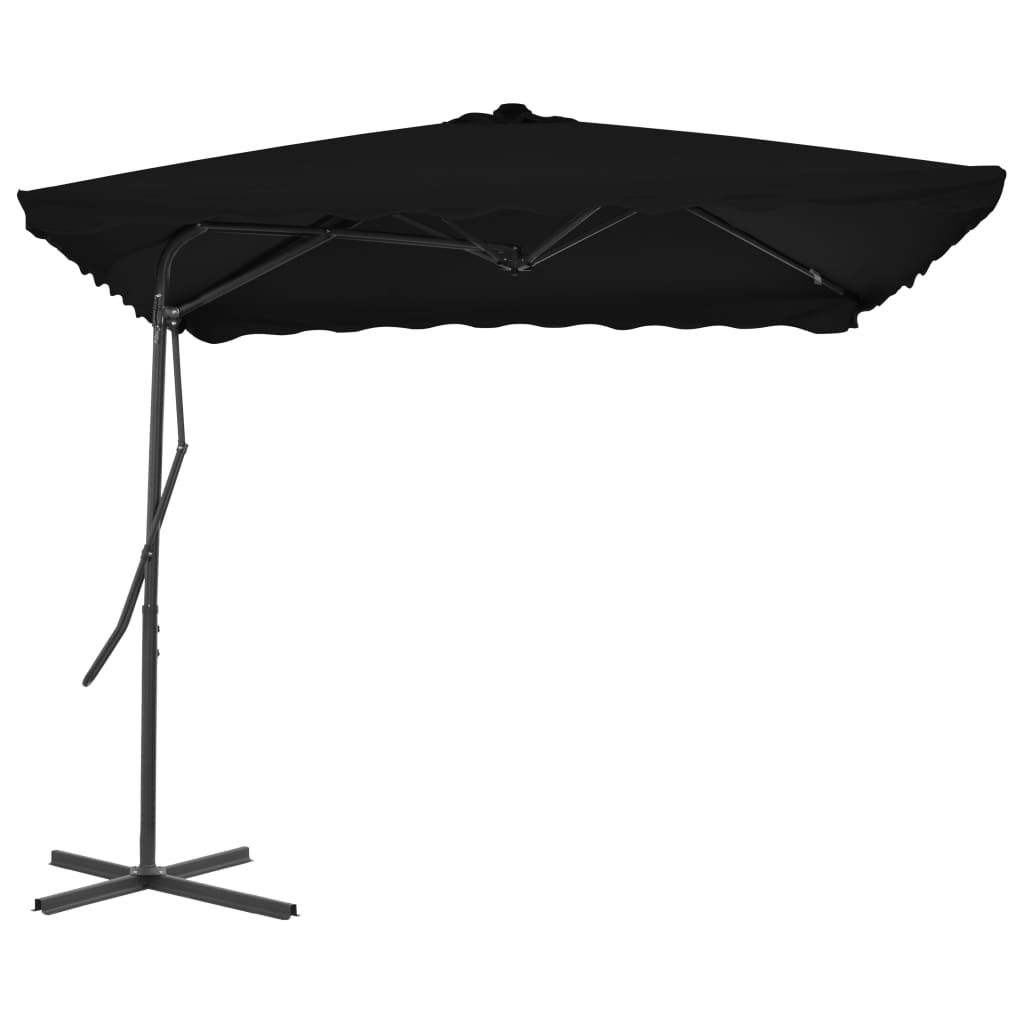 vidaXL Garden Parasol with Steel Pole Black 250x250x230 cm