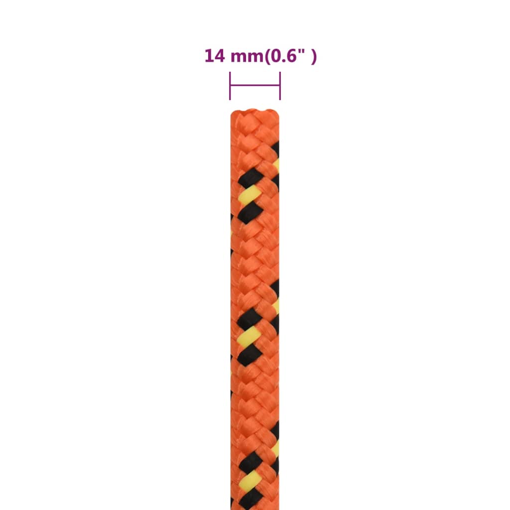 vidaXL Boat Rope Orange 14 mm 250 m Polypropylene