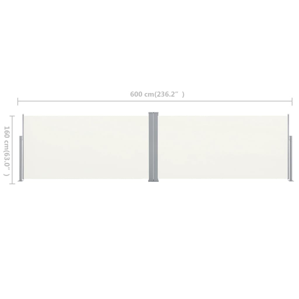 vidaXL Retractable Side Awning 160x600 cm Cream