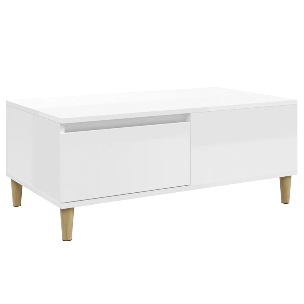 vidaXL Coffee Table High Gloss White 90x50x36.5 cm Engineered Wood