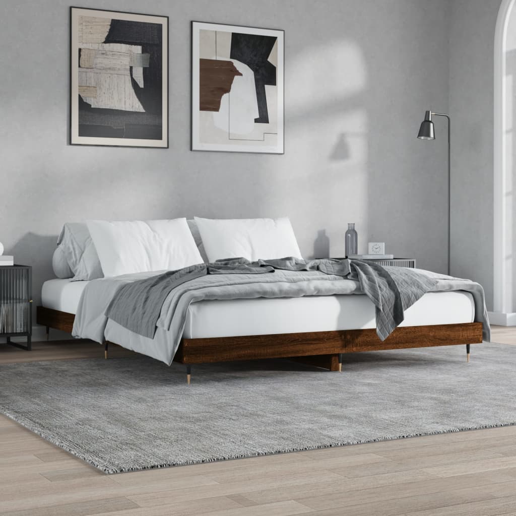 vidaXL Bed Frame without Mattress Brown Oak 120x200 cm Engineered Wood