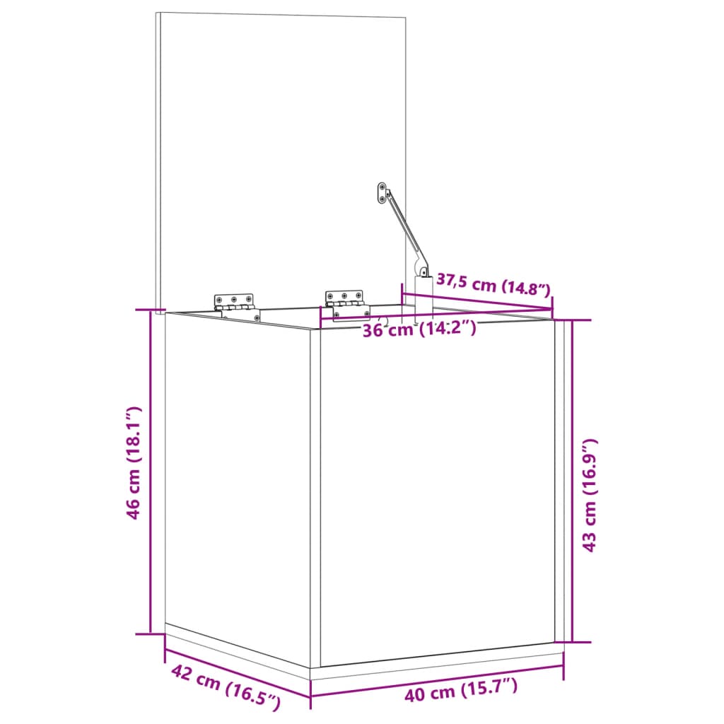 vidaXL Storage Box Black 40x42x46 cm Engineered Wood