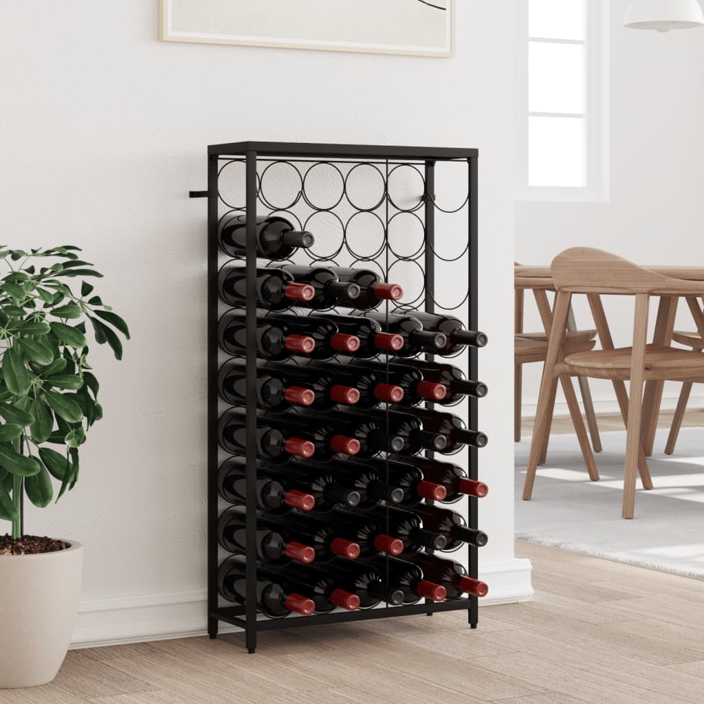 vidaXL Wine Rack for 45 Bottles Black 54x18x100 cm Wrought Iron