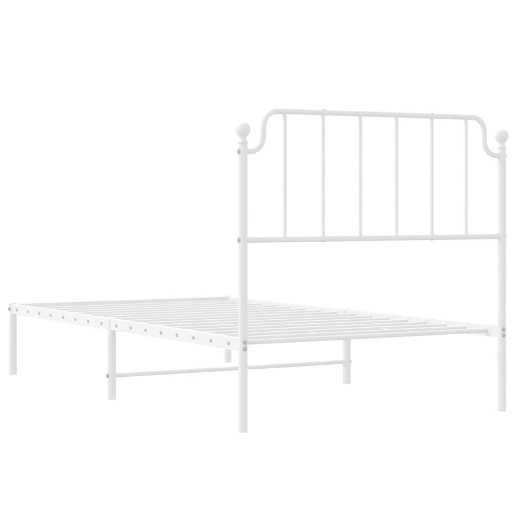 vidaXL Metal Bed Frame without Mattress with Headboard White 100x200 cm