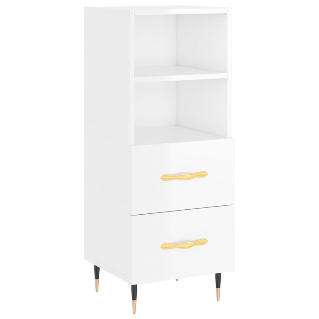 vidaXL Highboard High Gloss White 34.5x34x180 cm Engineered Wood