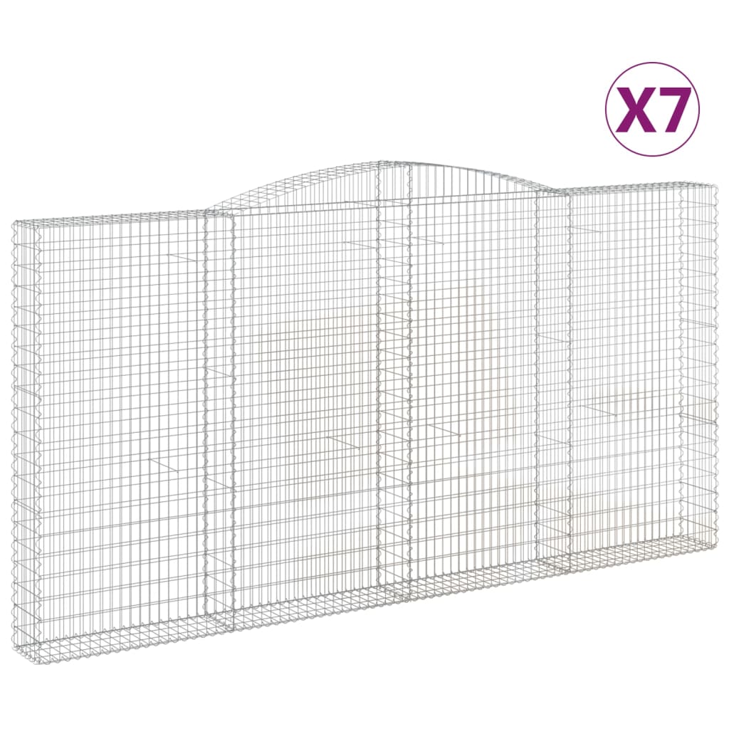 vidaXL Arched Gabion Baskets 7 pcs 400x30x200/220 cm Galvanised Iron