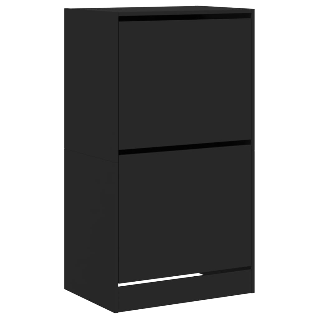 vidaXL Shoe Cabinet with 2 Flip-Drawers Black 60x42x108 cm