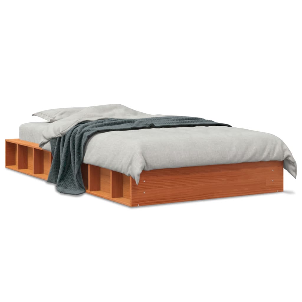 vidaXL Bed Frame without Mattress Wax Brown 100x200 cm Solid Wood Pine