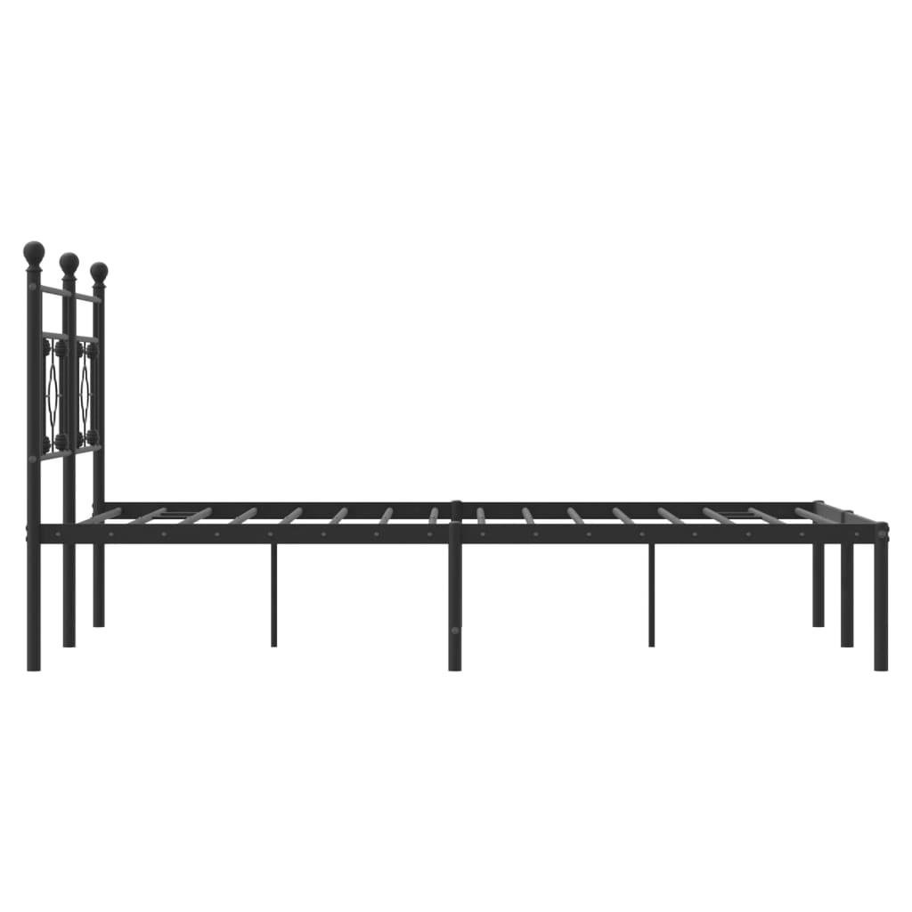 vidaXL Metal Bed Frame without Mattress with Headboard Black 140x190 cm