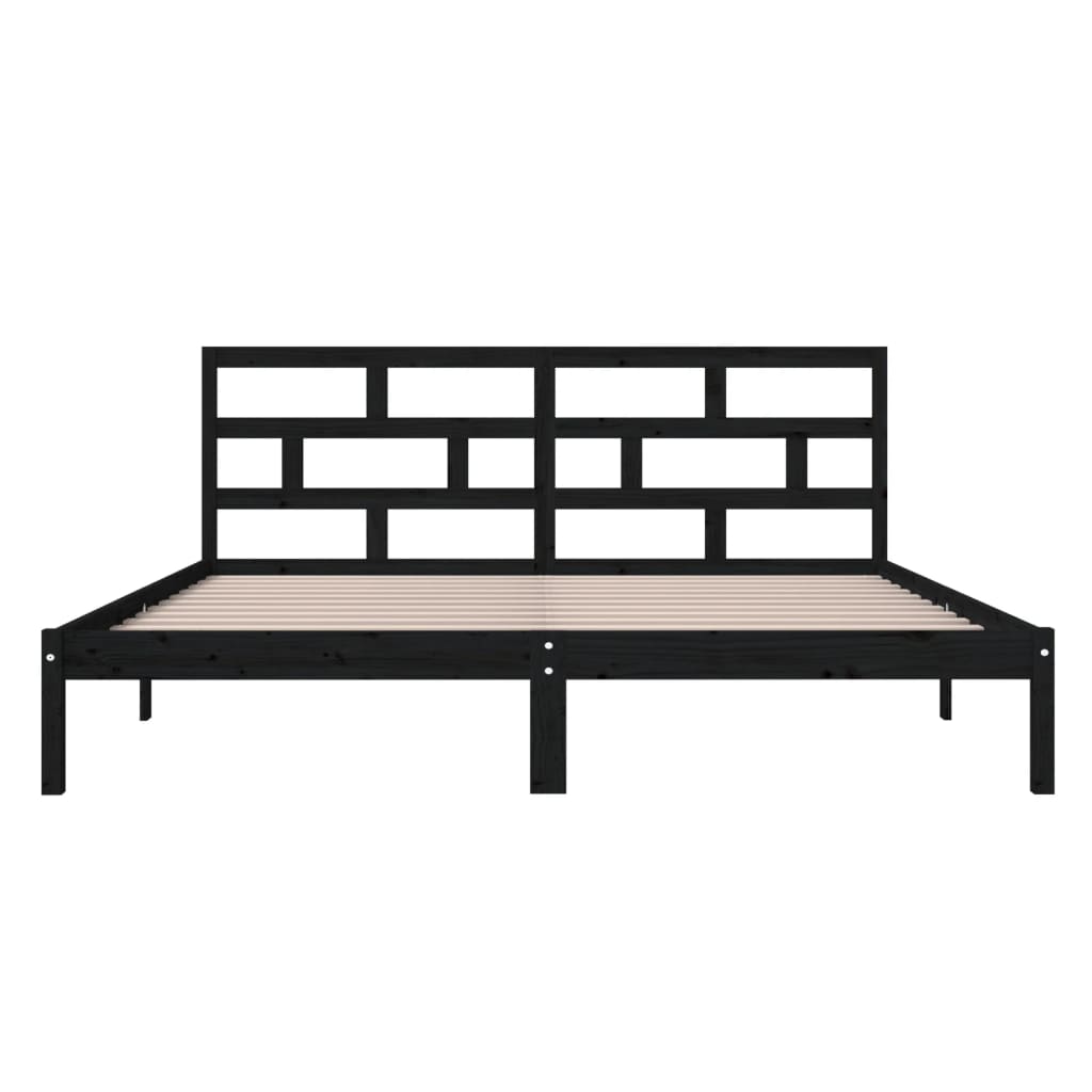 vidaXL Bed Frame without Mattress Black Solid Wood 140x190 cm (810001+814198)