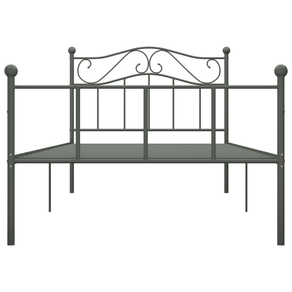 vidaXL Bed Frame without Mattress Grey Metal 100x200 cm