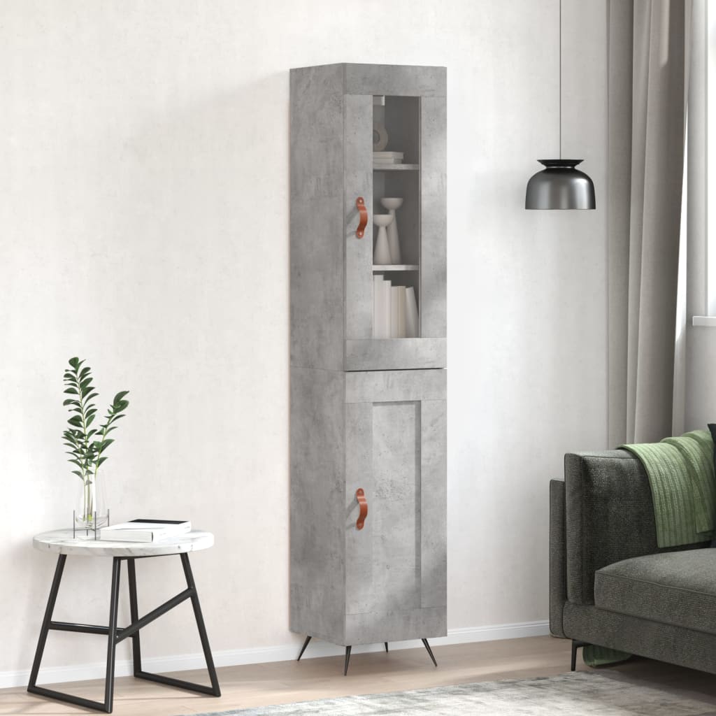 vidaXL Highboard Concrete Grey 34.5x34x180 cm Engineered Wood