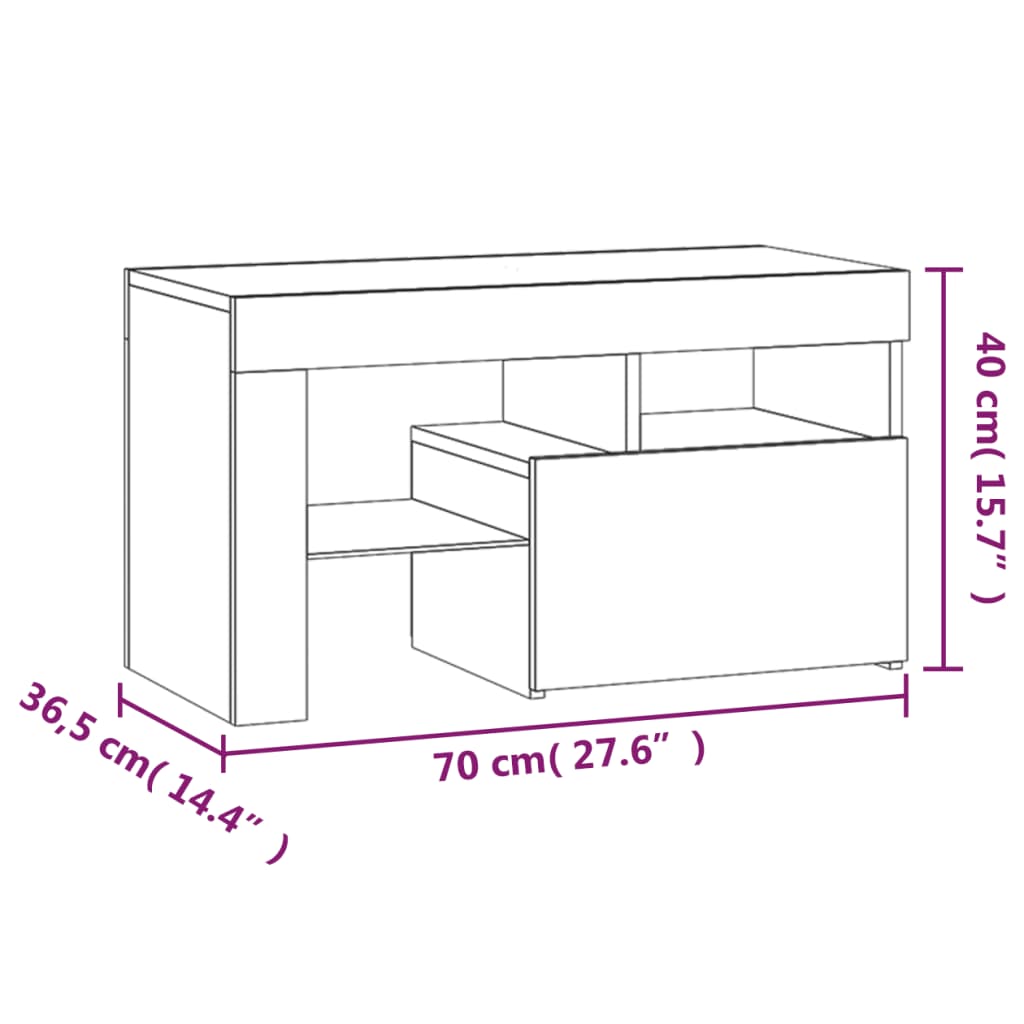 vidaXL Bedside Cabinets 2 pcs with LED Lights Black 70x36.5x40 cm