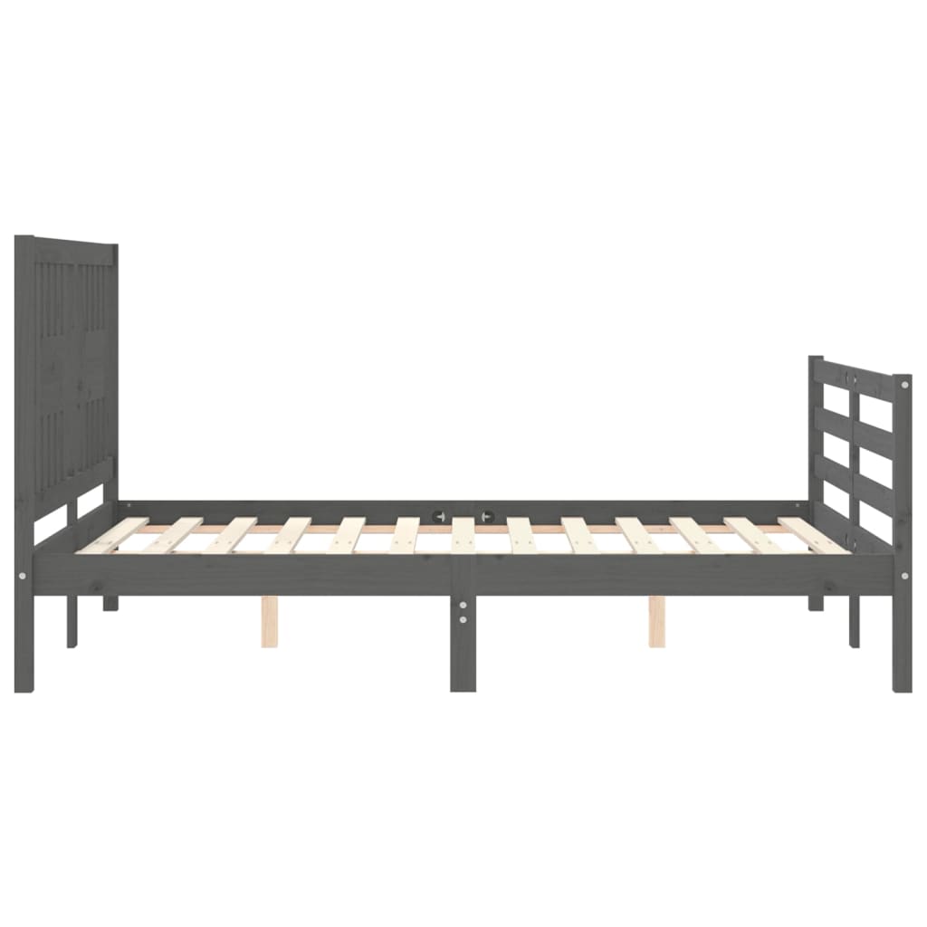 vidaXL Bed Frame without Mattress Grey Double Solid Wood